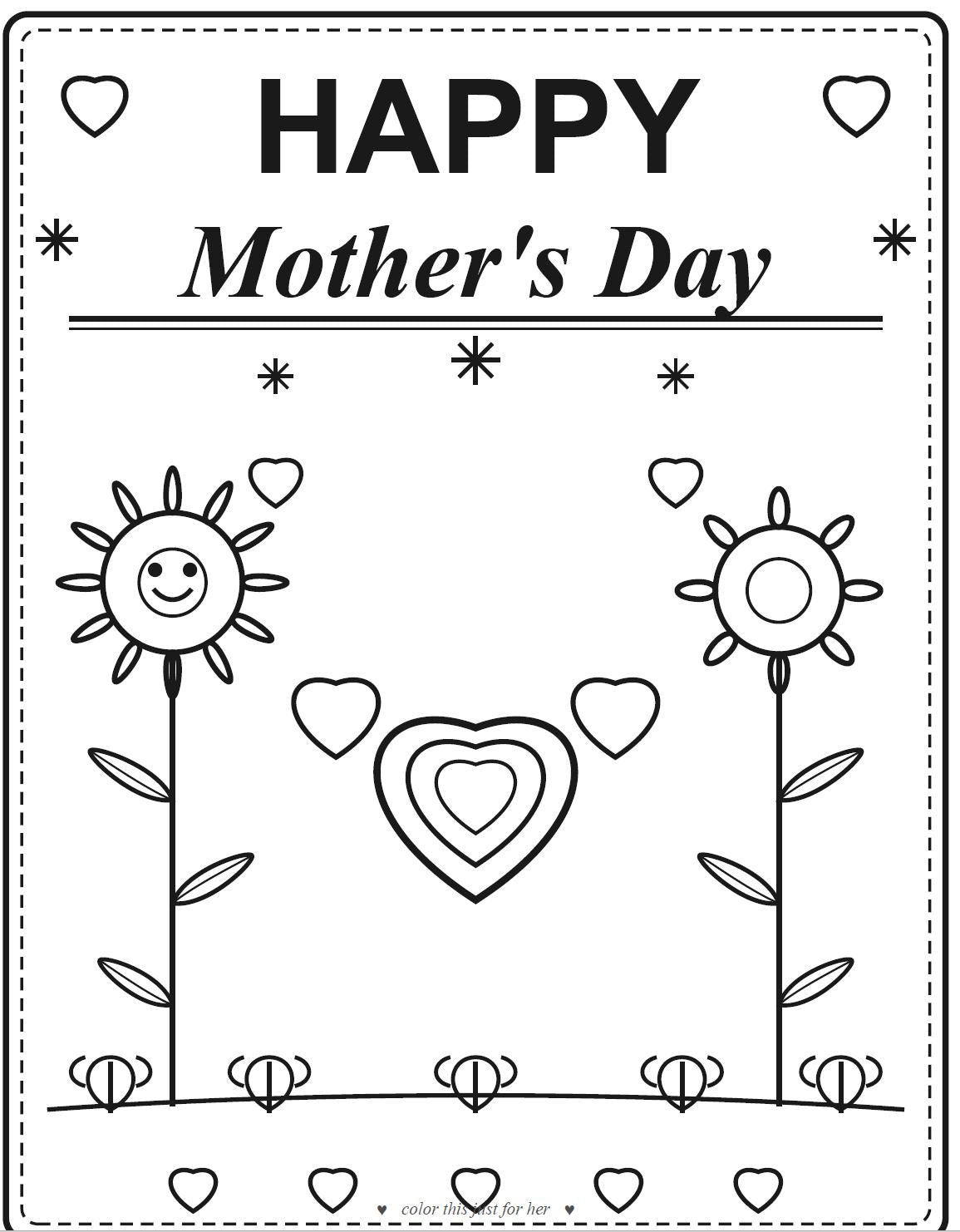 Mother's Day Coloring Card — Printable Kids Coloring Page | Instant Download