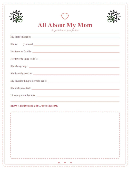 All About My Mom — Printable Fill-In Activity Sheet | Instant Download